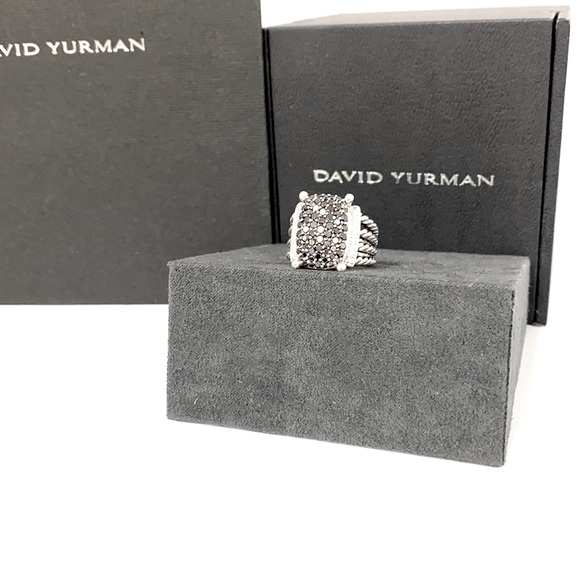 16x12mm David Yurman Medium Wheaton Ring with Black & Brilliant Pave Diamonds - Picture 3 of 6